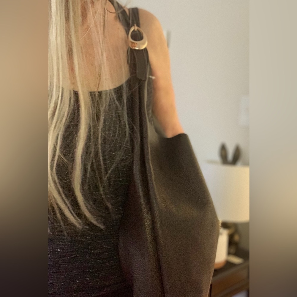 ANTHROPOLOGIE LEATHER SLOUCHY SHOULDER BAG & POUCH CHOCOLATE NWT - Picture 5 of 11